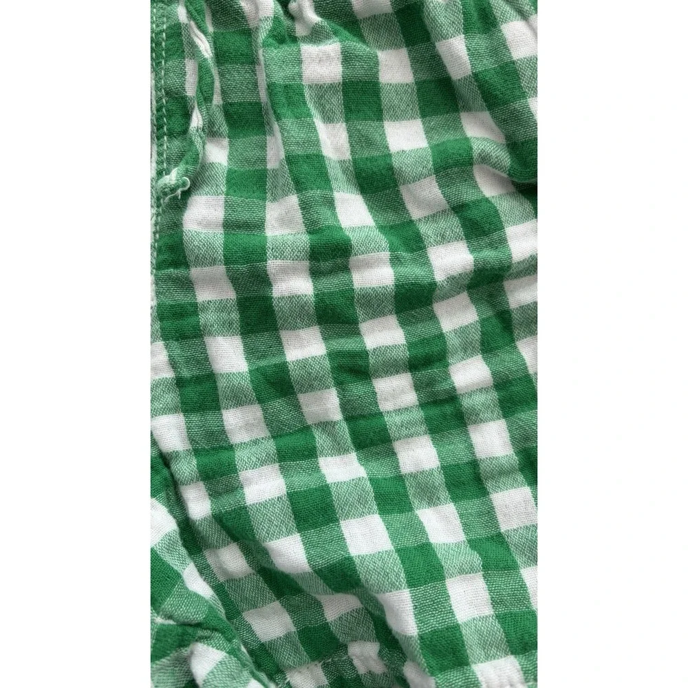 Girls Gingham Shorts Green & White Check Pull-on Drawstring Kids Size 5T Preppy